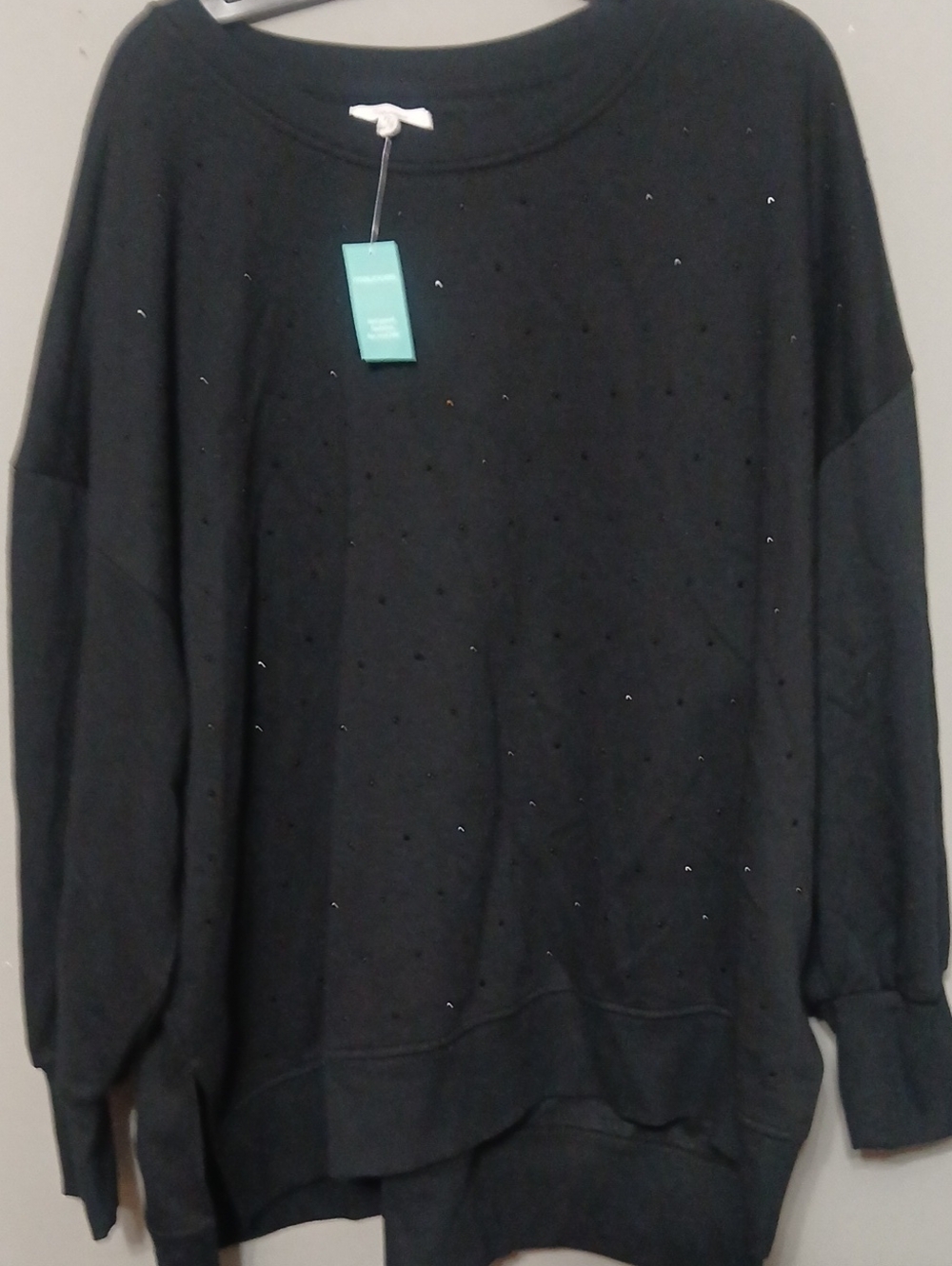 Maurices Black Crewneck Sweatshirt with Subtle Stud Detailing